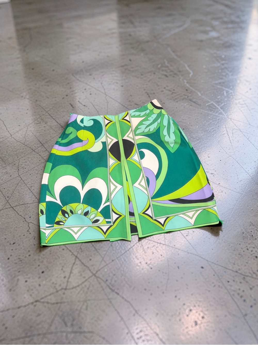 Zara Green Printed Mini Skirt with Lime & Teal Accents